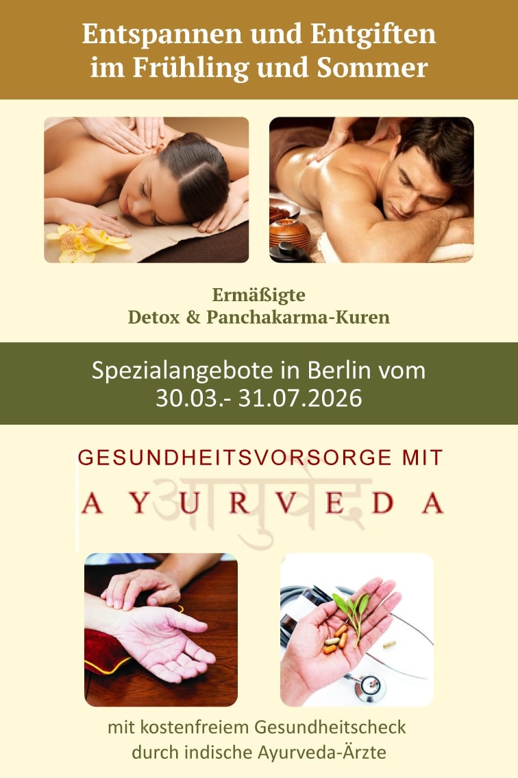 Ermäßigte Detox & Panchakarma Kuren/Tageskuren* Spezialangebot vom  30.03.2026 – 31.07.2026 in Berlin